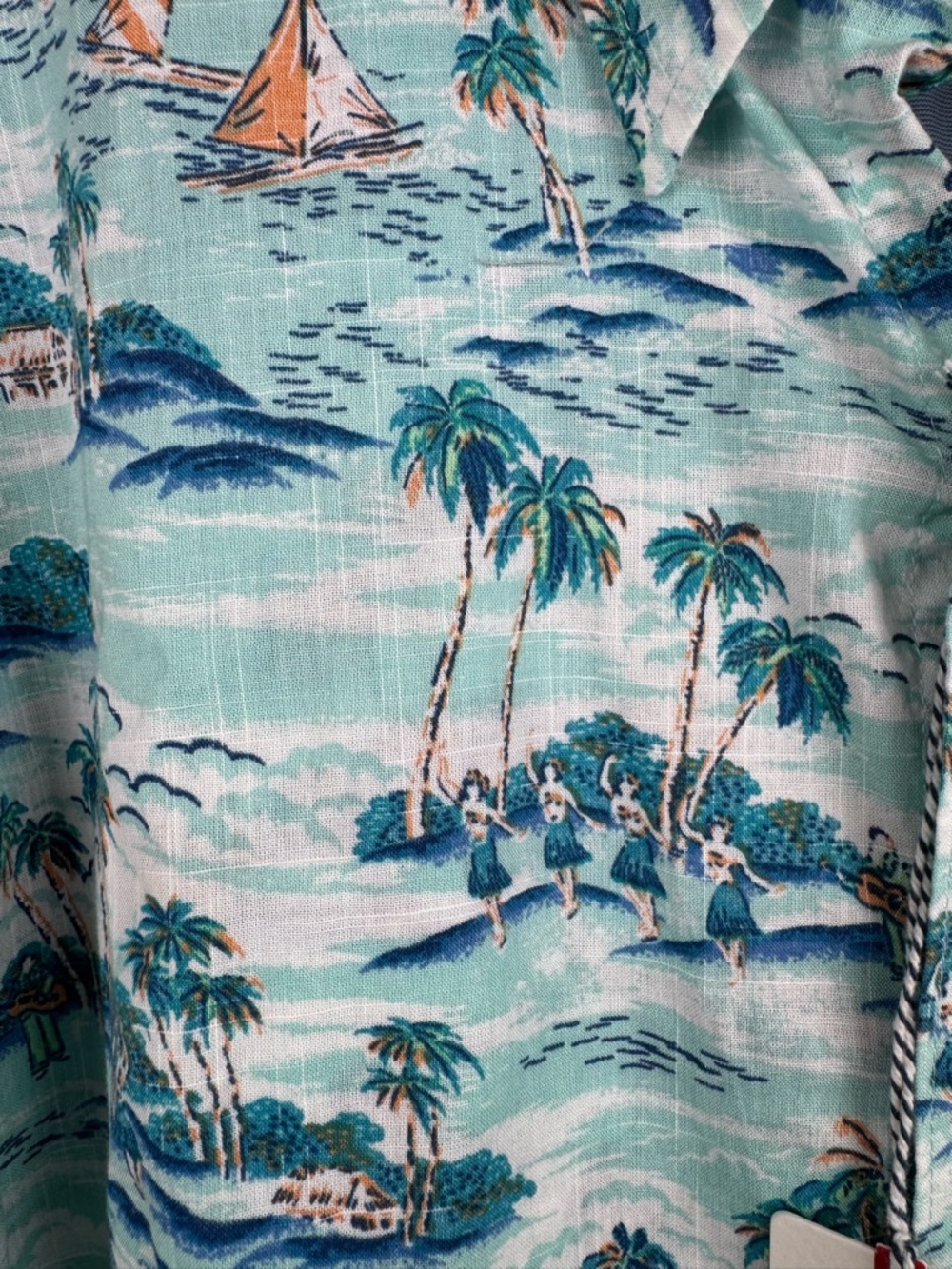 IZOD Saltwater Relaxed Size 3XLT Blue Green Tropical Hawaiian Aloha Shirt NWT - Picture 6 of 13